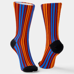 Rot Orange Blau Vertikale Streifen Design Socken