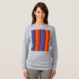 Rot Orange Blau Vertikale Streifen Design T-Shirt