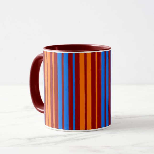 Rot Orange Blau Vertikale Streifen Design   Tasse (Vorderseite Links)