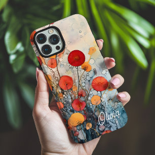 Rot Orange Gelb Abstrakt Floral Name iPhone 16 Pro Max Hülle