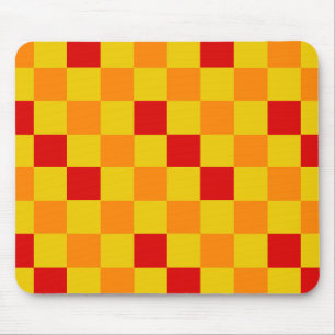 Rot Orange Gelb Kariertes Musterdesign Mousepad