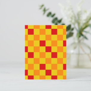 Rot Orange Gelb Kariertes Musterdesign Postkarte