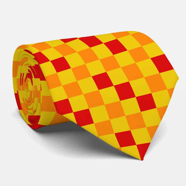 Rot Orange Gelb Karomuster Design  Krawatte (Von Creator hochgeladen)