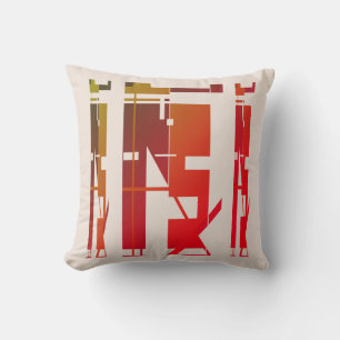 Rot Orange Gold Braun auf Beige Tribal Art Mosaik Kissen