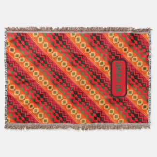 Rot Orange Grün Aztec  Decke