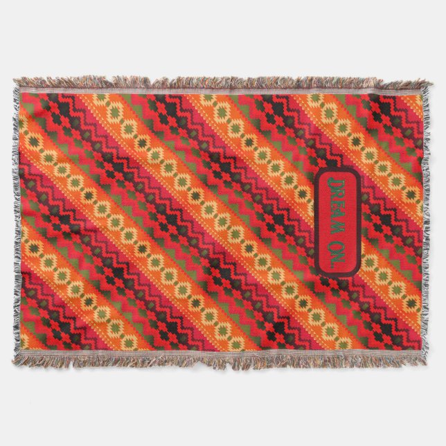 Rot Orange Grün Aztec  Decke (Vorderseite)