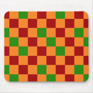 Rot Orange Grün Kariertes Muster Design Mousepad
