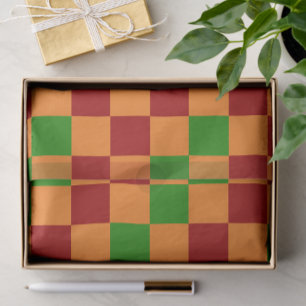 Rot Orange Grün Kariertes Musterdesign Seidenpapier