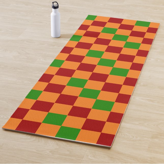 Rot Orange Grün Kariertes Musterdesign  Yogamatte (Von Creator hochgeladen)