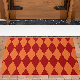 Rot-Orange-Harlekin-Karuomuster-Design Fußmatte