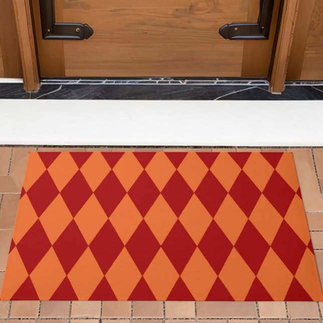 Rot-Orange-Harlekin-Karuomuster-Design  Fußmatte (Von Creator hochgeladen)
