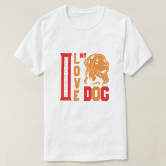 Rot & Orange ICH LIEBE MEINEN HUND Fette Schrift & T-Shirt
