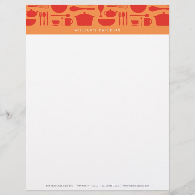 ROT-ORANGE-KÜCHE-COLLAGE Briefkopf (Vorderseite)