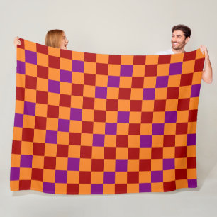 Rot Orange Lila Kariert Muster Design Fleecedecke