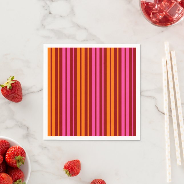 Rot Orange Pink Vertikale Streifen Design   Serviette (Beispiel)