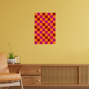Rot Orange Rosa Karomuster Design Poster