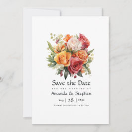 Rot, Orange und Sage Floral Save The Date