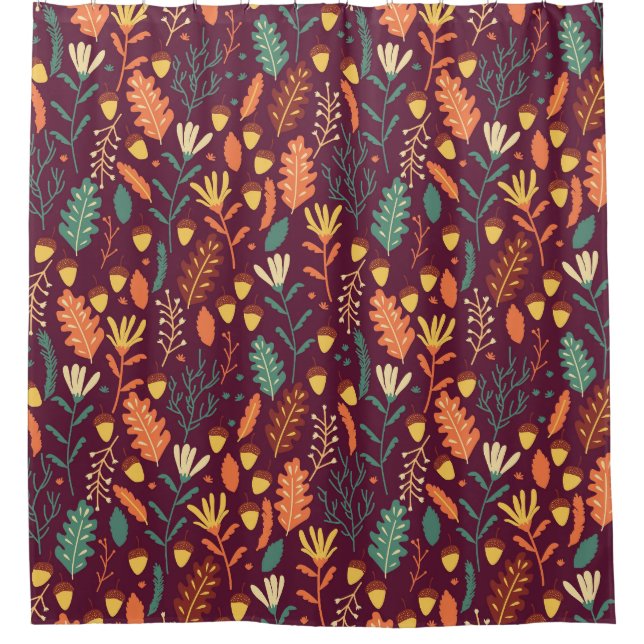 Rot-Orange-Vintages Motiv Duschvorhang (Vorderseite)