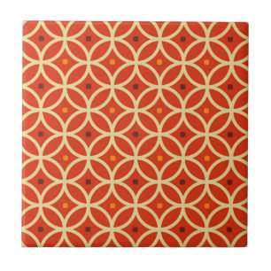 Rot-orangefarbenes geometrisches Muster im moderne Fliese