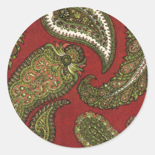Rot-Paisley-Umschlag Aufkleber-Aufkleber Runder Aufkleber
