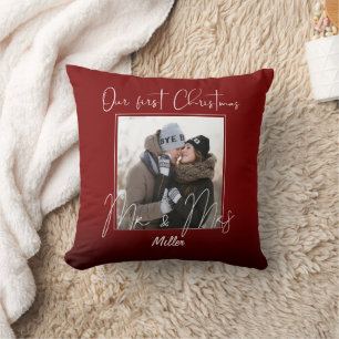 Rot Personalisiertes Unser erstes Weihnachten als Kissen