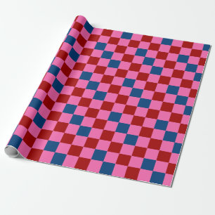 Rot Pink Blau Kariertes Musterdesign Geschenkpapier