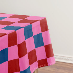 Rot Pink Blau Kariertes Musterdesign Tischdecke