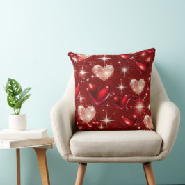 ROT & PINK GLITZER SEHEN VALENTINE LIEBE HERZEN KISSEN