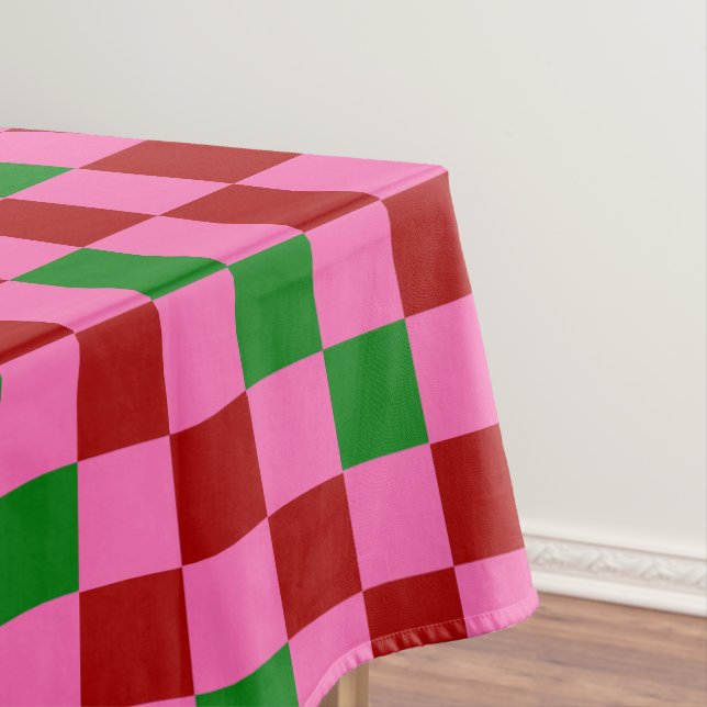 Rot Pink Grün Kariertes Musterdesign  Tischdecke (Beispiel)
