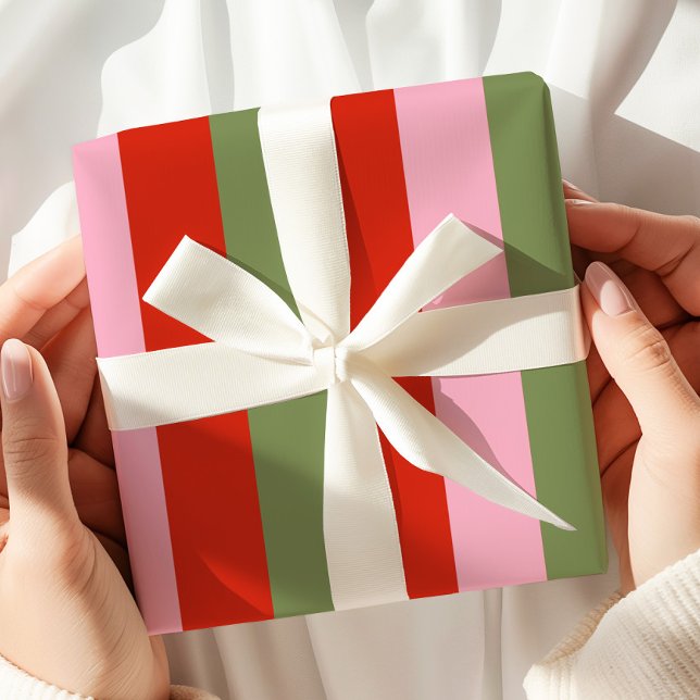 Rot Pink Grün Streifen Geschenkpapier (Von Creator hochgeladen)
