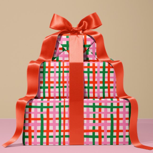 Rot Pink Grün Streifen Geschenkpapier (Von Creator hochgeladen)