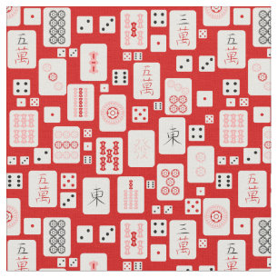 rot pink Mahjong chinesische Fliesen Spiel asiatis Stoff