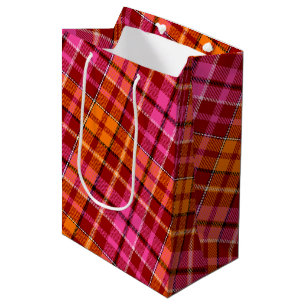 Rot Pink Orange Karo Tartan Design  Mittlere Geschenktüte