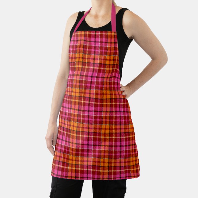 Rot Pink Orange Karo Tartan Design  Schürze (InSitu)