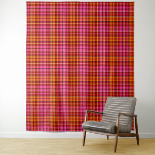 Rot Pink Orange Karo Tartan Design Wandteppich