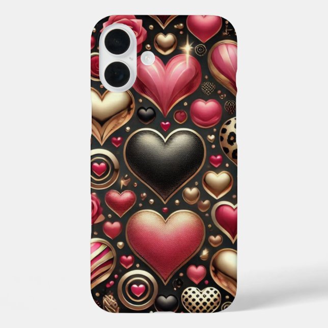 ROT PINK SCHWARZ GOLD VALENTINE HERZEN Case-Mate iPhone HÜLLE (Rückseite)