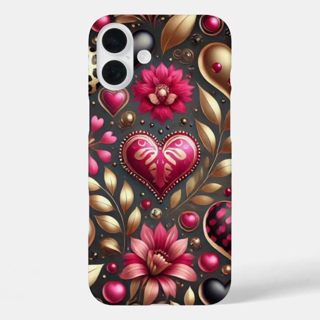 ROT PINK SCHWARZ GOLD VALENTINE HERZEN Case-Mate iPhone HÜLLE (Rückseite)