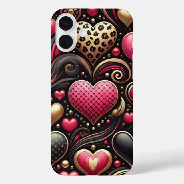 ROT PINK SCHWARZ GOLD VALENTINE HERZEN Case-Mate iPhone HÜLLE (Rückseite)