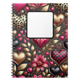 ROT PINK SCHWARZ GOLD VALENTINE LIEBE HERZEN NOTIZBLOCK