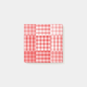 Rot Pink Weiß Karo Patchwork Muster Post-it Klebezettel