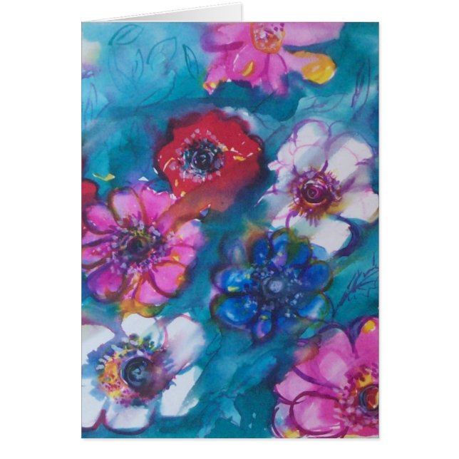 ROT PINK WEISSE, FARBHAFTE BLUME IN BLAU (Vorne)