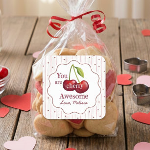 Rot Pinkes Valentinstag-Du bist Kirsch-Toll Quadratischer Aufkleber