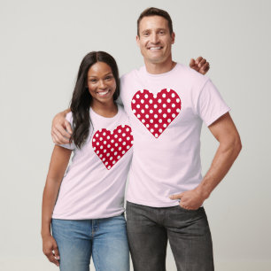 Rot + Polka Weiße Punkte T-Shirt