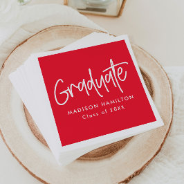 Rot | Preppy Script-Abschluss Serviette