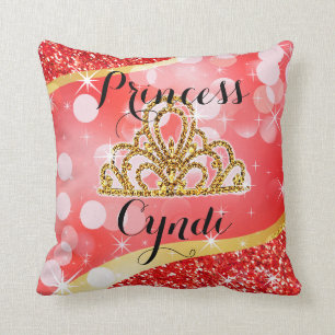 Rot Prinzessin Tiara Glitter Bling Bokeh   Kissen