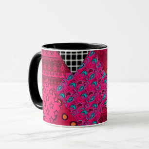 Rot Purpurrot Farbige Patchworkarbeit Tasse