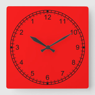 Rot Quadratische Wanduhr