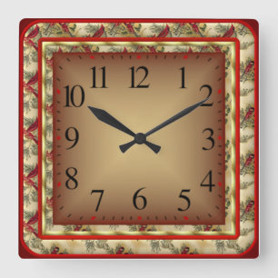 Rot Quadratische Wanduhr