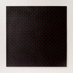 Rot-Rimmed-Hörmuster auf schwarz, schwierig Puzzle