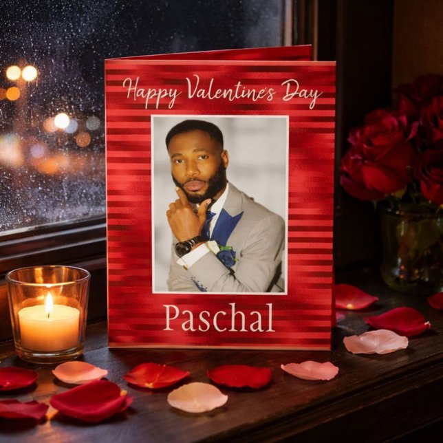 Rot-Romantischer Glückstag Valentinstag an Ihm Fot Karte (Von Creator hochgeladen)